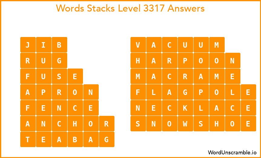 Word Stacks Level 3317 Answers