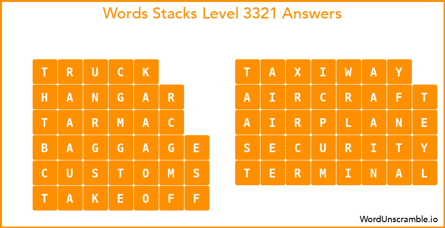 Word Stacks Level 3321 Answers