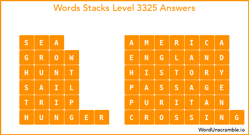 Word Stacks Level 3325 Answers