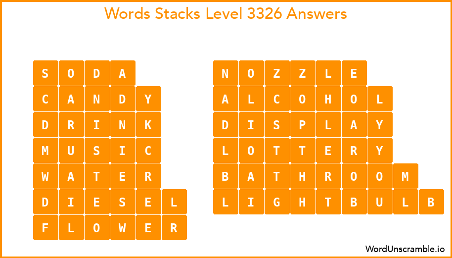 Word Stacks Level 3326 Answers
