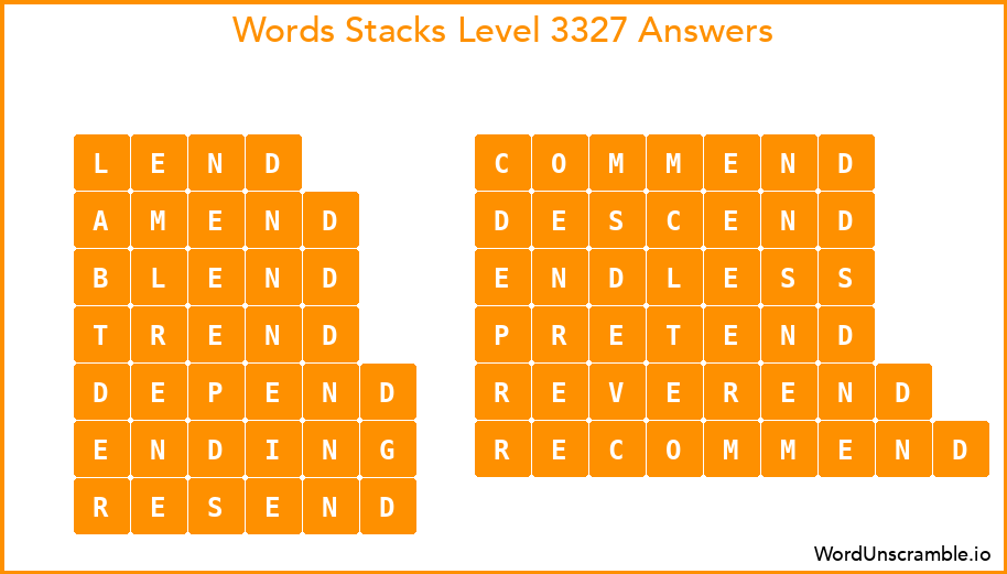 Word Stacks Level 3327 Answers
