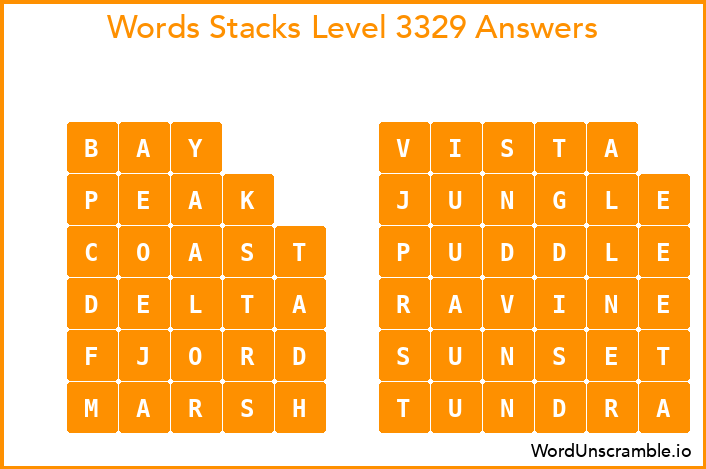 Word Stacks Level 3329 Answers