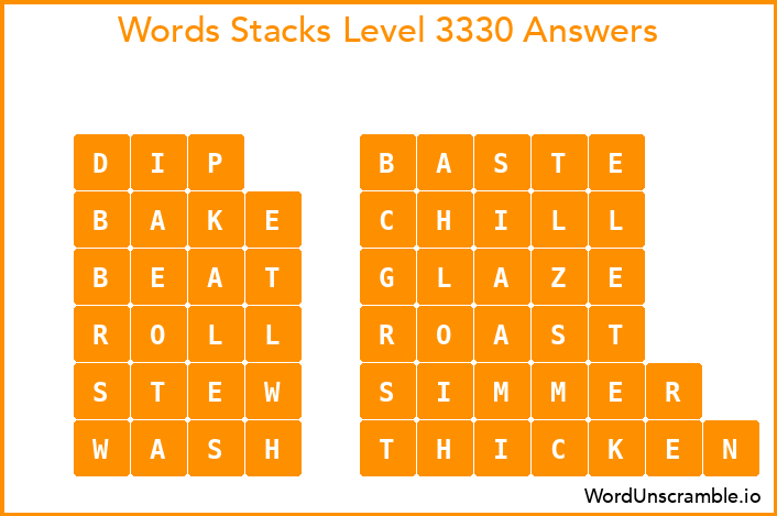 Word Stacks Level 3330 Answers