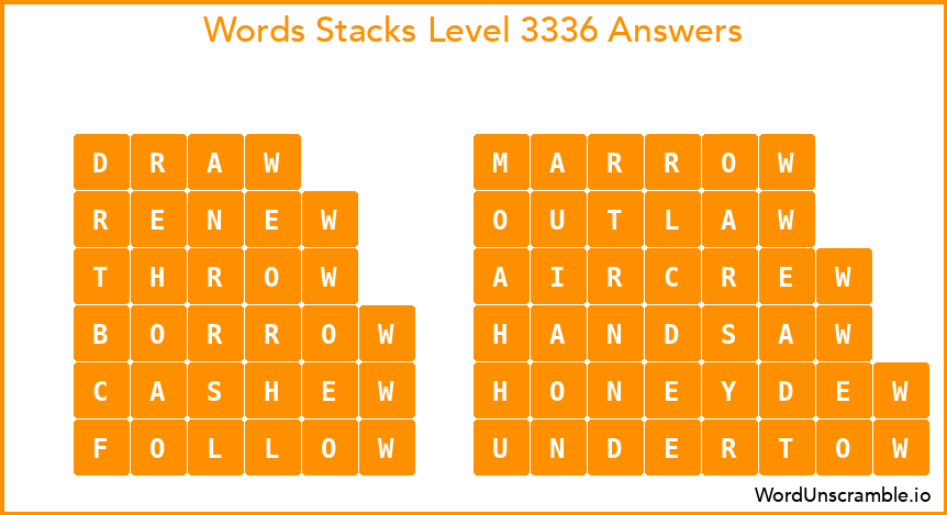 Word Stacks Level 3336 Answers