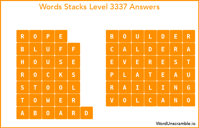 Word Stacks Level 3337 Answers