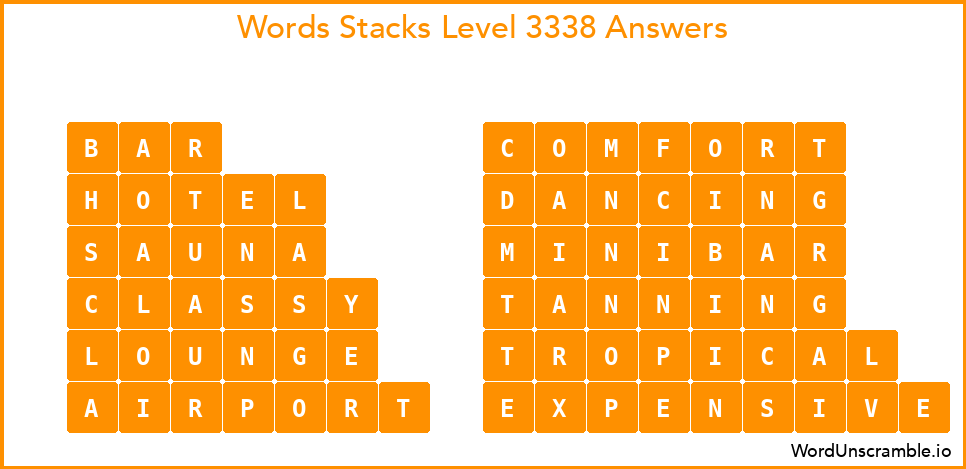 Word Stacks Level 3338 Answers