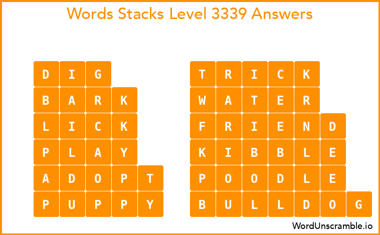 Word Stacks Level 3339 Answers