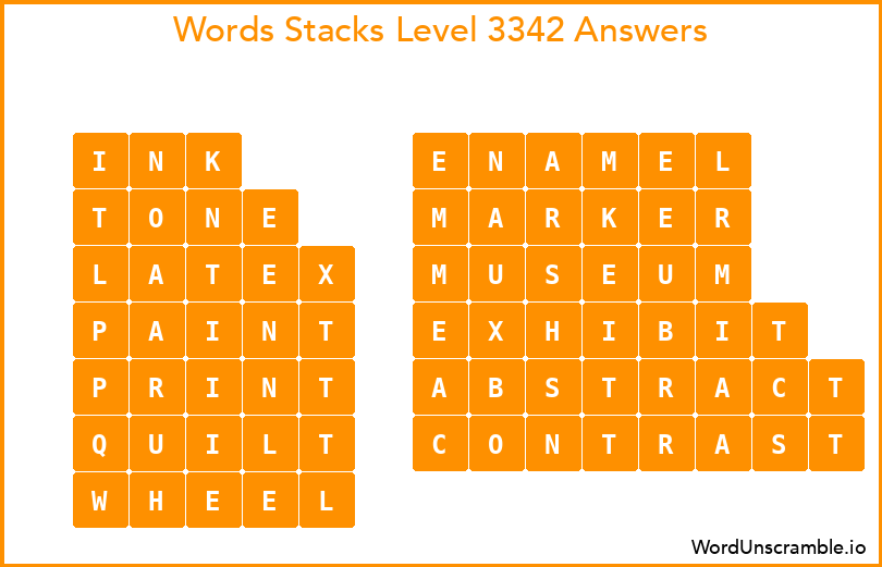Word Stacks Level 3342 Answers