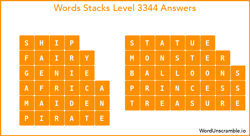 Word Stacks Level 3344 Answers