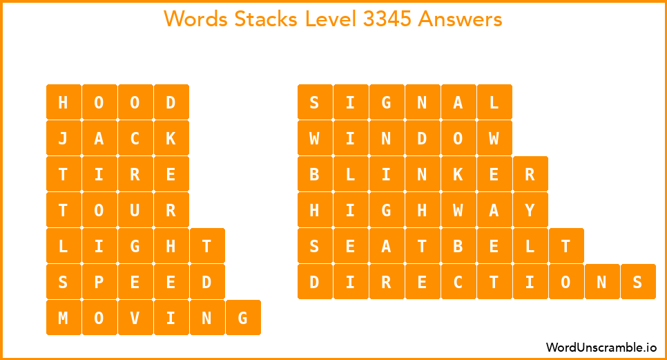 Word Stacks Level 3345 Answers
