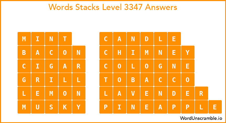 Word Stacks Level 3347 Answers