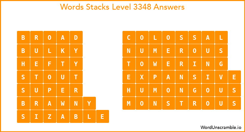 Word Stacks Level 3348 Answers