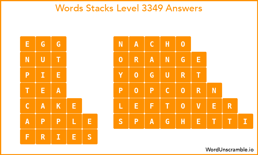 Word Stacks Level 3349 Answers