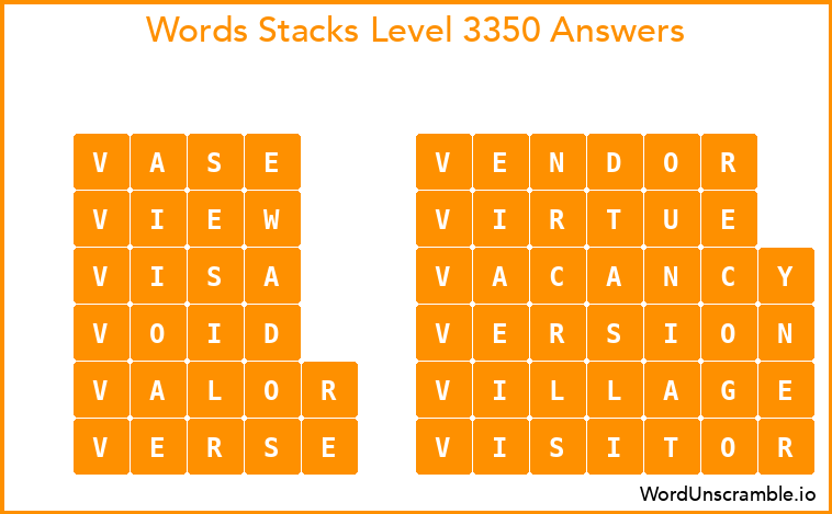 Word Stacks Level 3350 Answers
