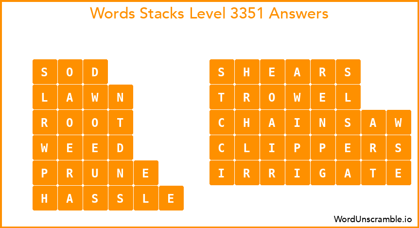 Word Stacks Level 3351 Answers