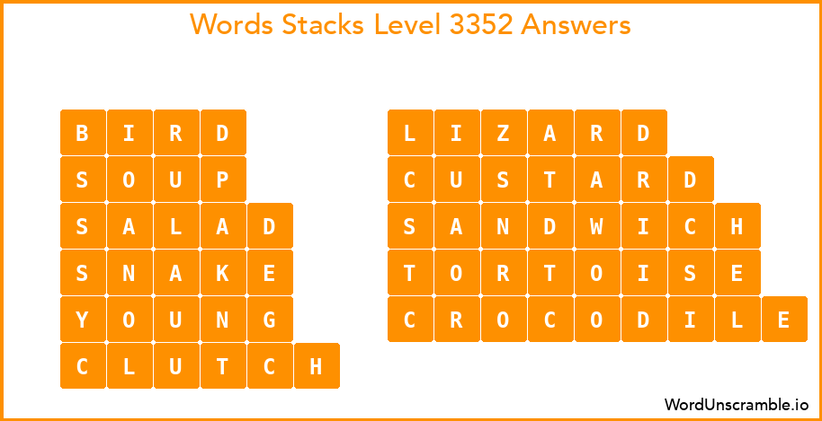 Word Stacks Level 3352 Answers