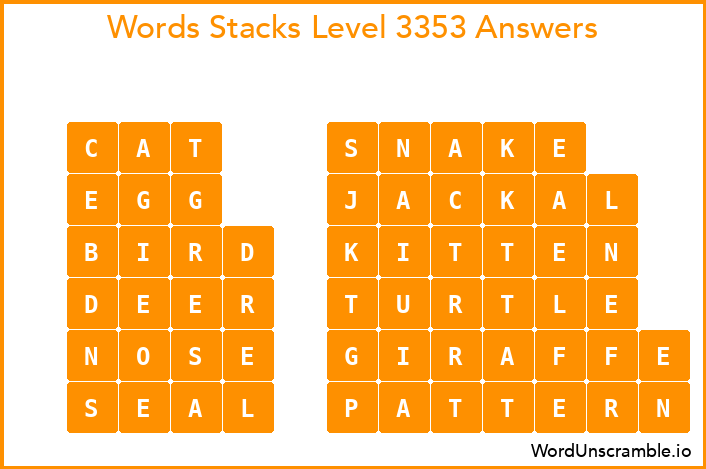 Word Stacks Level 3353 Answers