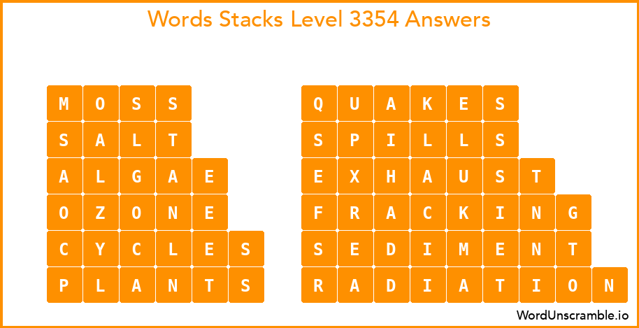 Word Stacks Level 3354 Answers