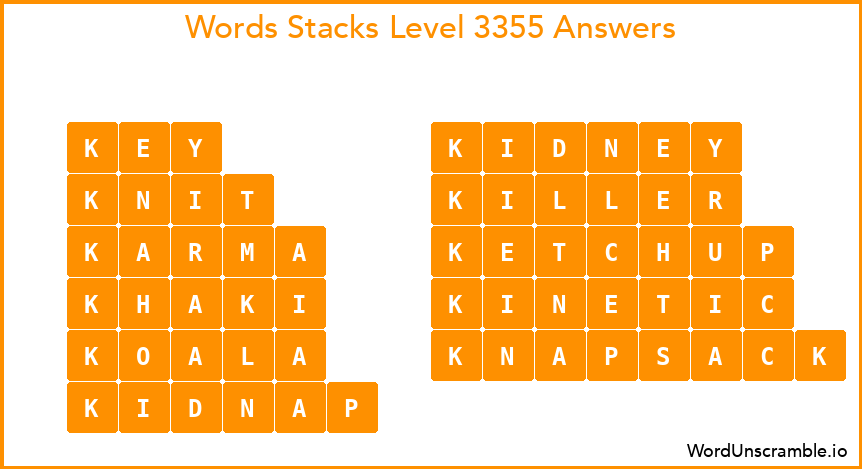 Word Stacks Level 3355 Answers