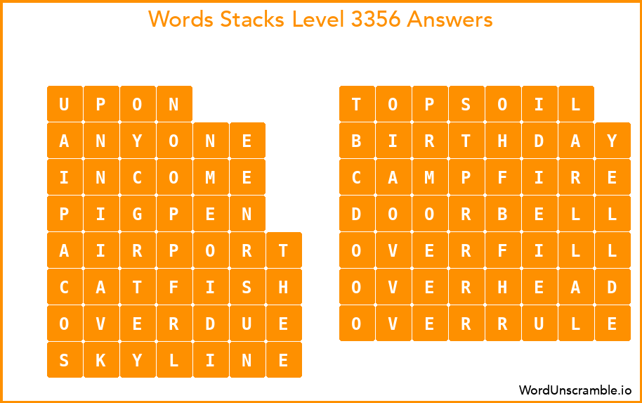 Word Stacks Level 3356 Answers