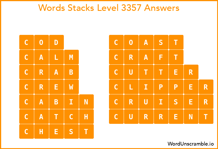 Word Stacks Level 3357 Answers
