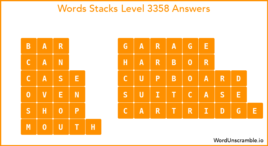 Word Stacks Level 3358 Answers