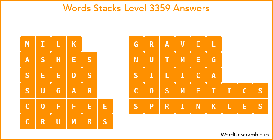 Word Stacks Level 3359 Answers