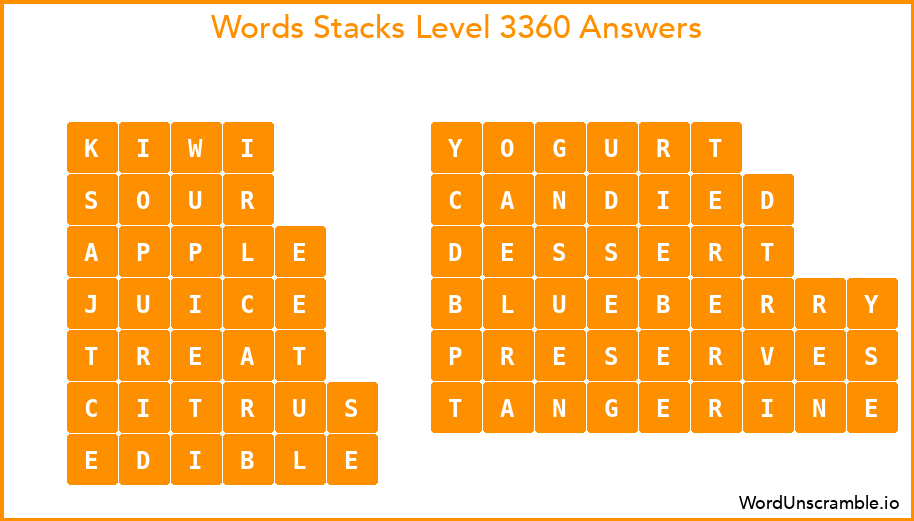 Word Stacks Level 3360 Answers