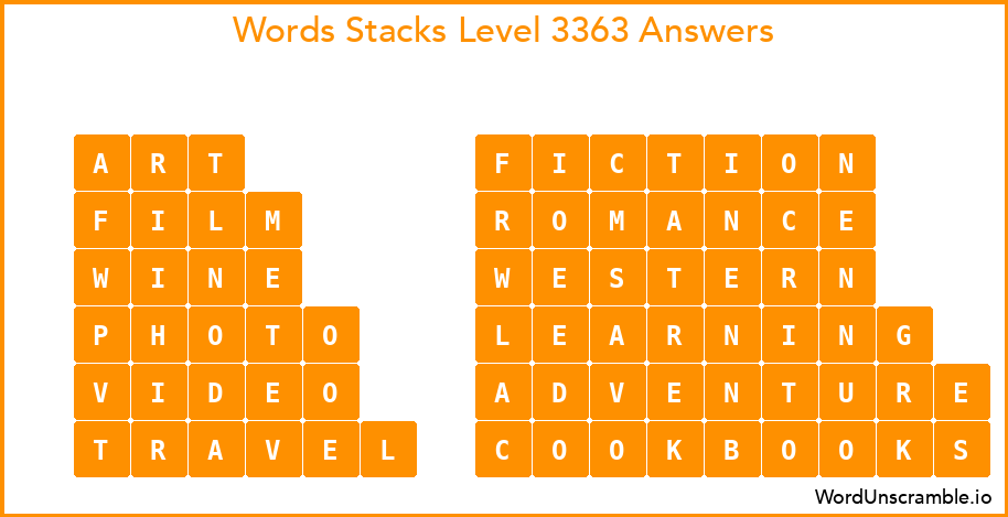 Word Stacks Level 3363 Answers