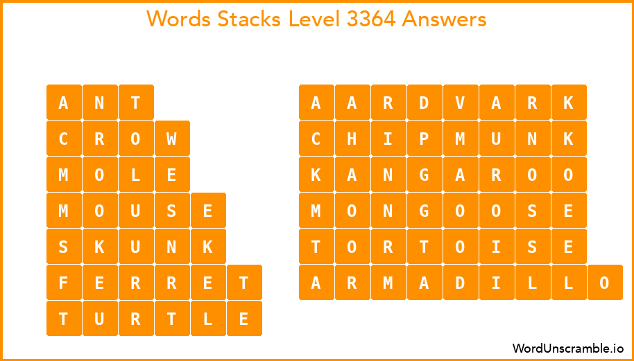 Word Stacks Level 3364 Answers