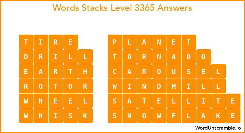 Word Stacks Level 3365 Answers