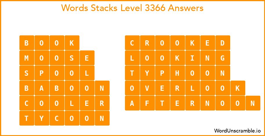 Word Stacks Level 3366 Answers
