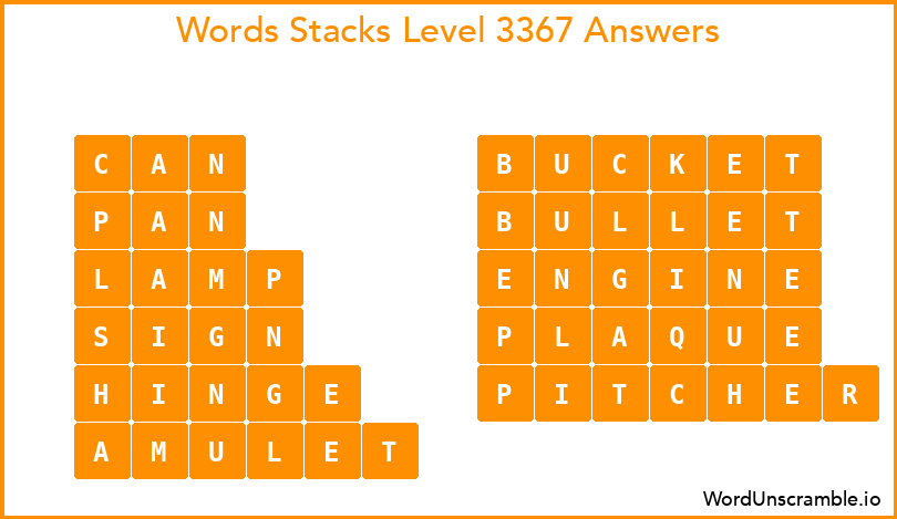 Word Stacks Level 3367 Answers
