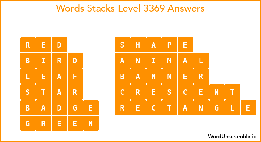 Word Stacks Level 3369 Answers