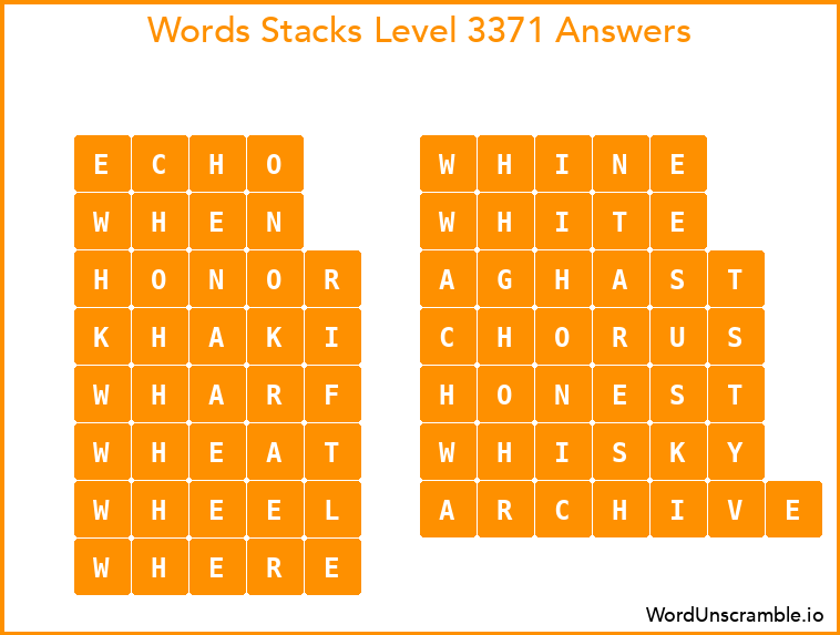 Word Stacks Level 3371 Answers