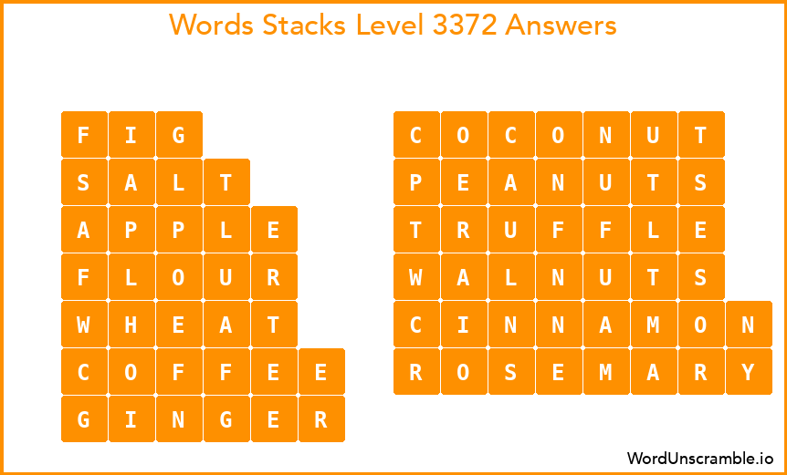 Word Stacks Level 3372 Answers