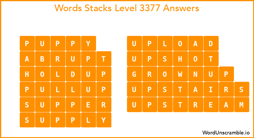 Word Stacks Level 3377 Answers