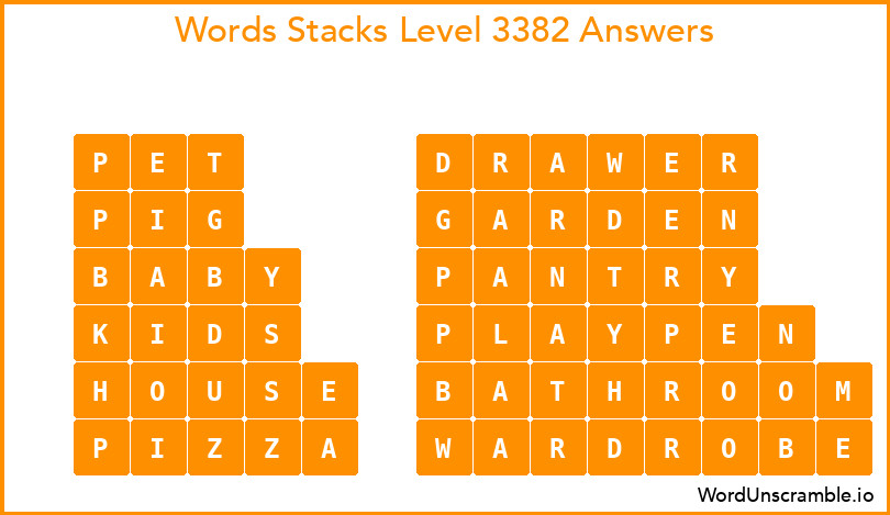 Word Stacks Level 3382 Answers