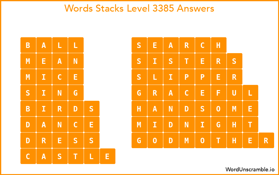 Word Stacks Level 3385 Answers