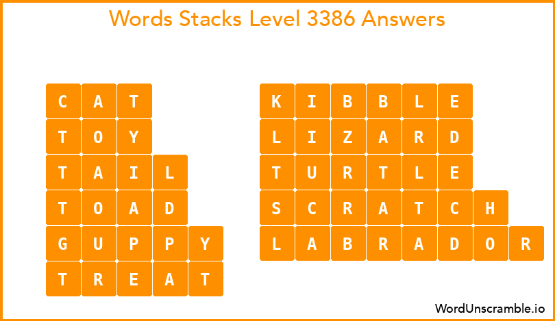 Word Stacks Level 3386 Answers