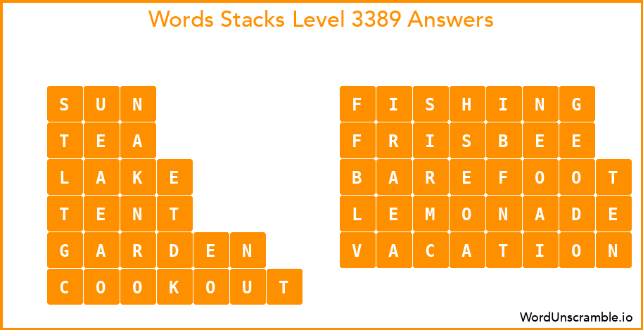 Word Stacks Level 3389 Answers