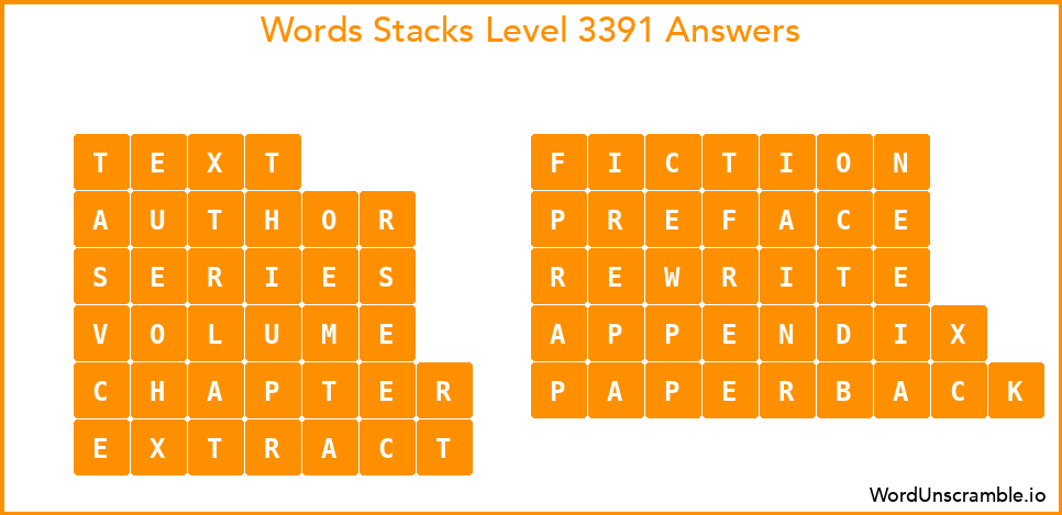 Word Stacks Level 3391 Answers
