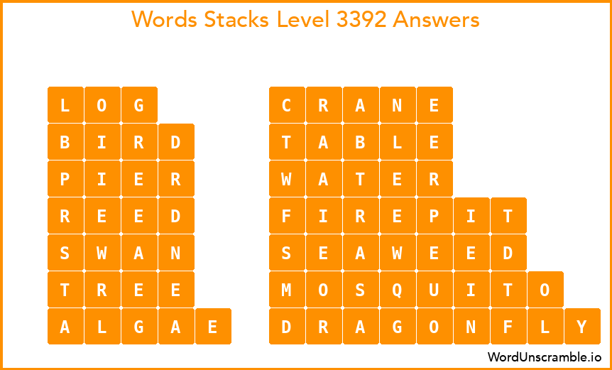 Word Stacks Level 3392 Answers