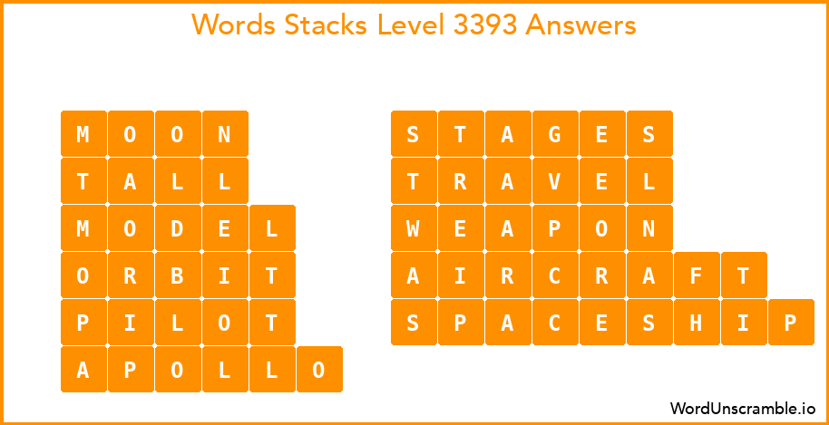 Word Stacks Level 3393 Answers