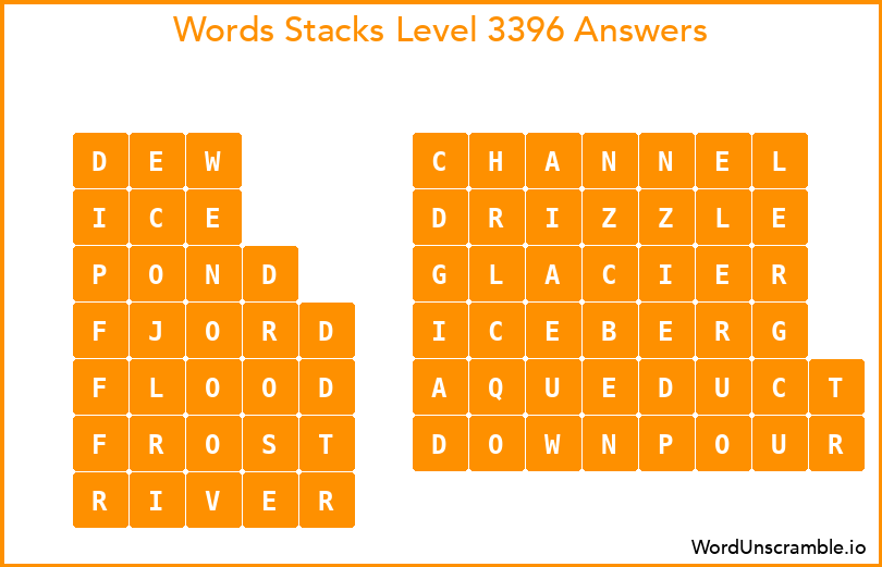 Word Stacks Level 3396 Answers