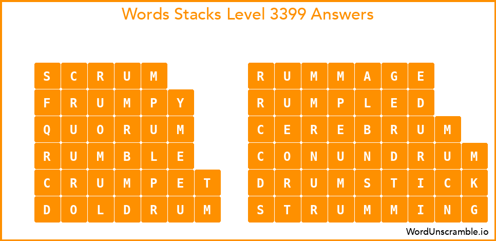 Word Stacks Level 3399 Answers
