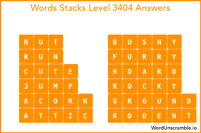 Word Stacks Level 3404 Answers