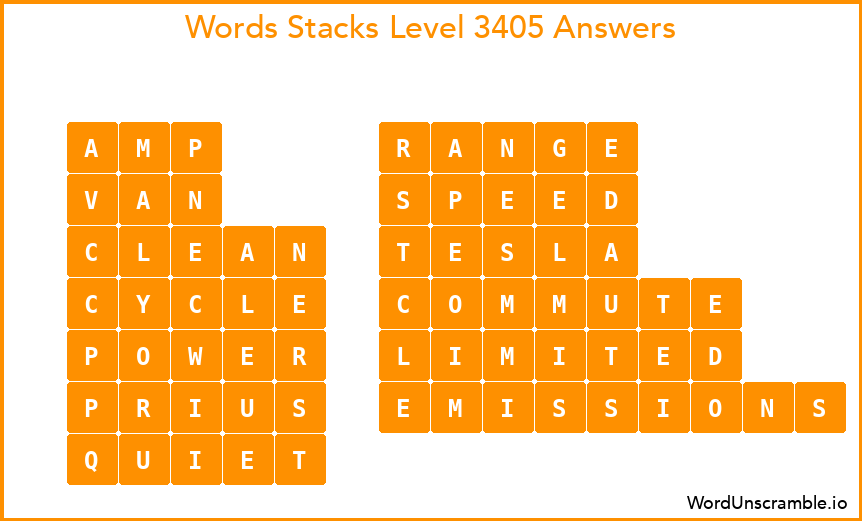 Word Stacks Level 3405 Answers