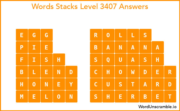 Word Stacks Level 3407 Answers