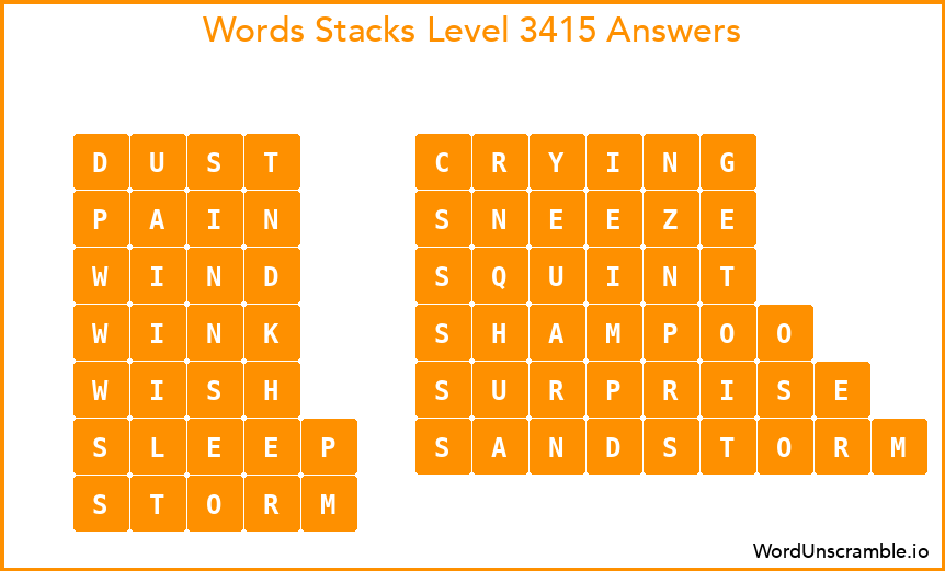 Word Stacks Level 3415 Answers